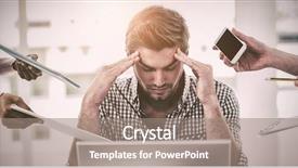  Presentation with stress at work - Slides enhanced with professional overwhelmed black woman - businessman stressed out at work background and a gray colored foreground