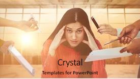  Presentation with academic pressure - Colorful PPT layouts enhanced with professional overwhelmed black woman - young creative manager feeling backdrop and a  colored foreground