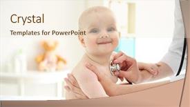  Presentation with infant - Colorful PPT layouts enhanced with professional pediatrician examining infant backdrop and a cream colored foreground
