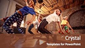  Presentation with professional training - Amazing PPT layouts having professional people exercising dance backdrop and a tawny brown colored foreground
