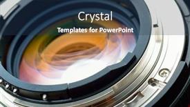  Presentation with lens - Cool new PPT layouts with professional-photo-lens-closeup backdrop and a ocean colored foreground
