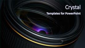  Presentation with lens - Audience pleasing theme consisting of professional photo lens closeup backdrop and a wine colored foreground