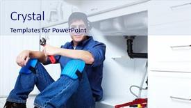  Presentation with plumbing - Colorful PPT theme enhanced with professional plumber plumbing repair service backdrop and a sky blue colored foreground
