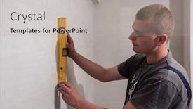  Presentation with service level - Beautiful PPT theme featuring professional-plumber-using-bubble-level backdrop and a light gray colored foreground