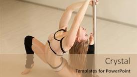  Presentation with pole - Colorful slide set enhanced with professional pole dance woman sitting on the floor backdrop and a coral colored foreground