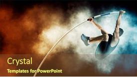  Presentation with professional training - Presentation design consisting of professional-pole-vaulter-training background and a tawny brown colored foreground
