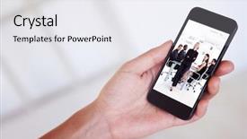  Presentation with black wedding holding hands - Beautiful PPT theme featuring professional presentations - womans hand holding black smartphone backdrop and a white colored foreground