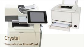  Presentation with machine - Presentation theme with professional printing machine background and a  colored foreground