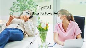  Presentation with psychiatrist - Slides with professional-psychiatrist-consulting-her-patient background and a mint green colored foreground