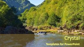  Presentation with rafting - Colorful slide deck enhanced with professional rafting team with guide backdrop and a tawny brown colored foreground