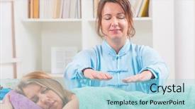  Presentation with reiki - Theme having professional reiki healer doing reiki background and a light blue colored foreground