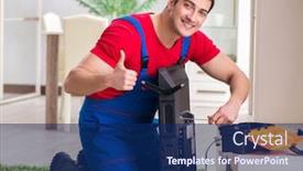  Presentation with irrigation engineer - Colorful presentation enhanced with professional-repair-engineer-repairing-broken backdrop and a navy blue colored foreground