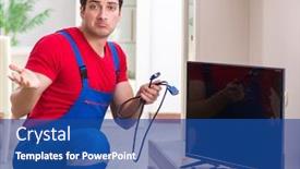  Presentation with professional - Slides enhanced with professional-repair-engineer-repairing-broken background and a ocean colored foreground