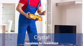  Presentation with professional - Presentation theme with professional-repair-engineer-repairing-broken background and a ocean colored foreground