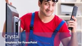  Presentation with professional - Slide set featuring professional-repair-engineer-repairing-broken background and a ocean colored foreground