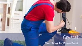  Presentation with professional - Presentation theme with professional-repair-engineer-repairing-broken background and a navy blue colored foreground