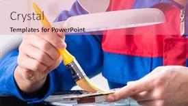  Presentation with computer workshop - Slide set with professional-repairman-repairing-computer background and a coral colored foreground