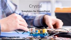  Presentation with computer workshop - PPT layouts featuring professional-repairman-repairing-computer background and a light blue colored foreground