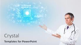  Presentation with investigate - PPT theme with professional researcher investigate the results background and a sky blue colored foreground