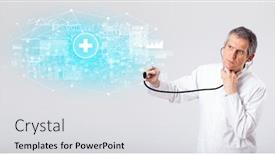  Presentation with investigate - Presentation theme having professional researcher investigate the results background and a light gray colored foreground