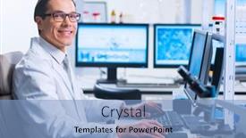  Presentation with genetic research - Cool new slide deck with professional-scientist-is-working backdrop and a light blue colored foreground