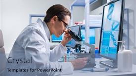  Presentation with research engineer - PPT layouts enhanced with professional-scientist-is-working background and a light blue colored foreground