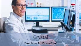  Presentation with research engineer - Colorful PPT layouts enhanced with professional-scientist-is-working backdrop and a light blue colored foreground