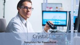  Presentation with research engineer - Slide deck featuring professional-scientist-is-working background and a light blue colored foreground