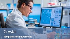  Presentation with genetic research - PPT layouts with professional-scientist-is-working background and a ocean colored foreground