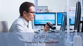  Presentation with genetic research - Amazing presentation theme having professional-scientist-is-working backdrop and a light blue colored foreground