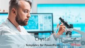  Presentation with research engineer - Presentation theme enhanced with professional-scientist-is-working background and a light blue colored foreground