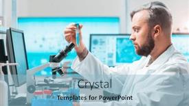  Presentation with genetic research - Presentation theme consisting of professional-scientist-is-working background and a light blue colored foreground