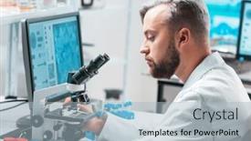  Presentation with research engineer - Theme with professional-scientist-is-working background and a light blue colored foreground