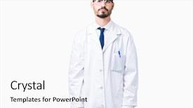  Presentation with scientist - PPT layouts consisting of professional scientist man wearing white background and a white colored foreground