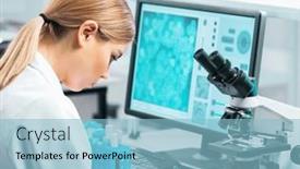  Presentation with research engineer - Slide set featuring professional-scientist-working background and a light blue colored foreground