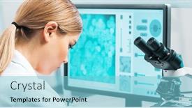  Presentation with research engineer - Slide deck having professional-scientist-working background and a light blue colored foreground