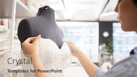  Presentation with wedding - PPT layouts with professional-seamstress-working-on-wedding background and a lemonade colored foreground