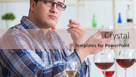  Presentation with sommelier - Amazing PPT theme having professional-sommelier-tasting-red-wine backdrop and a coral colored foreground