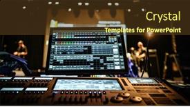  Presentation with professional audio sound - PPT theme with professional-sound-and-audio-adjusting background and a tawny brown colored foreground