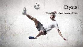  Presentation with football plays - PPT theme having professional sports - football player kicking ball background and a  colored foreground