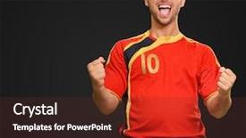  Presentation with golf player playing - Colorful slide set enhanced with professional sports - portrait of happy player backdrop and a tawny brown colored foreground