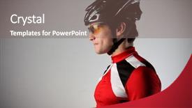  Presentation with cyclist - Slide set featuring professional sports - profile of a cyclist background and a violet colored foreground