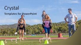  Presentation with professional training - Slide deck having professional sports - work out with fitness training background and a light blue colored foreground