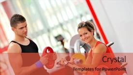  Presentation with exercises - Colorful slide deck enhanced with professional sports - young people doing exercises backdrop and a  colored foreground