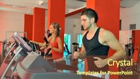  Presentation with elderly people and exercise - Presentation theme featuring professional sports - young people exercising background and a  colored foreground