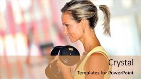  Presentation with children doing kids gym - Colorful PPT theme enhanced with professional sports - young woman doing exercises backdrop and a  colored foreground