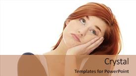  Presentation with worried female chlamydia - Amazing slide deck having professional stress - thoughtful and worried woman looking backdrop and a coral colored foreground