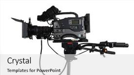  Presentation with video production - Cool new presentation theme with professional studio video camera backdrop and a light gray colored foreground