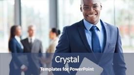  Presentation with laptop - Beautiful presentation theme featuring professional success - handsome african american businessman backdrop and a ocean colored foreground