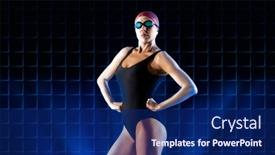  Presentation with swimming - Slides having professional-swimmer-woman-in-swimming background and a navy blue colored foreground